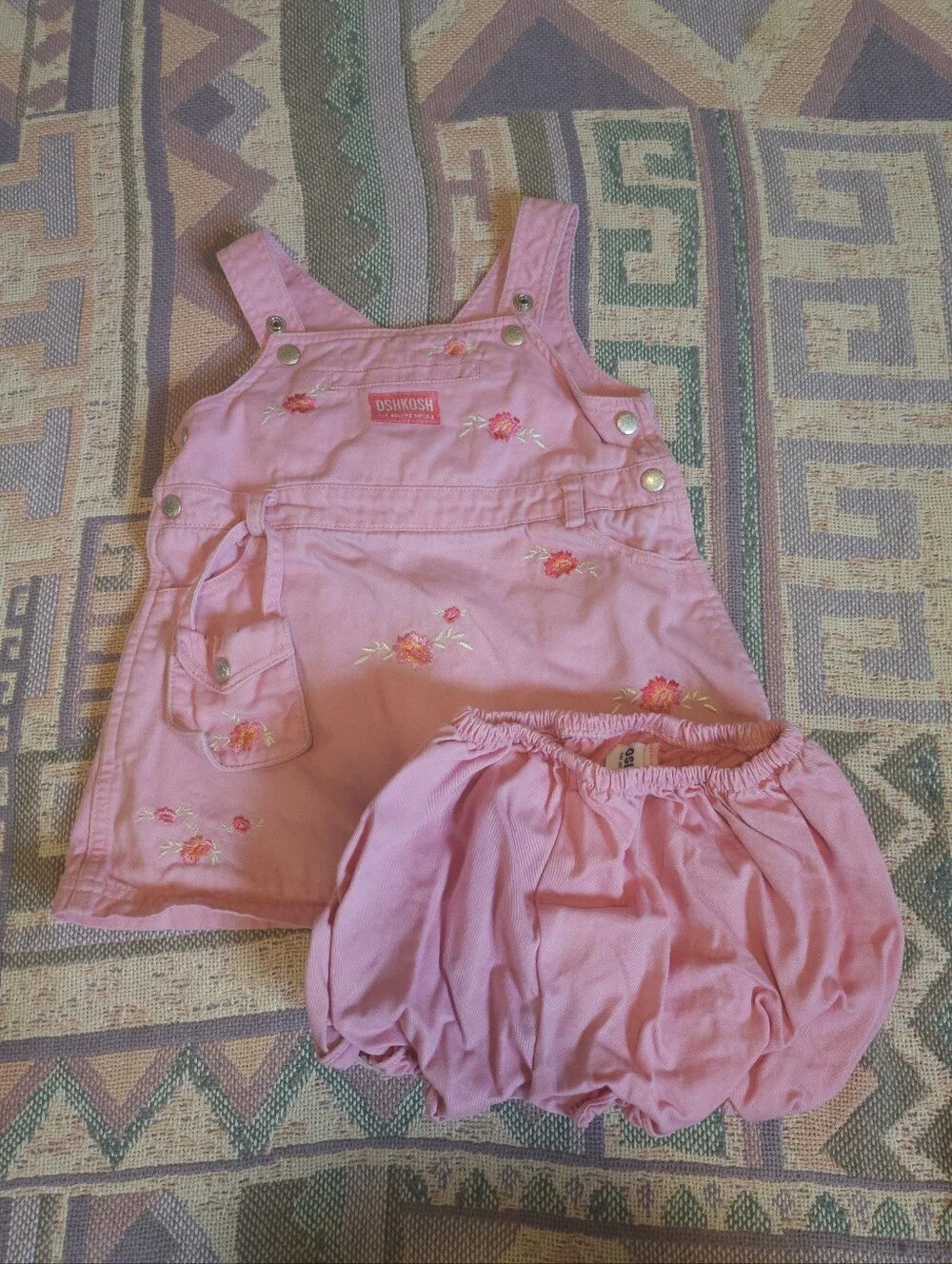 Oshkosh Skirt Floral Pink Overalls Size 18 Months